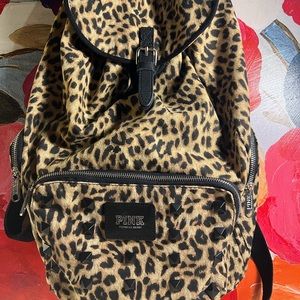 PINK leapord print large backpack